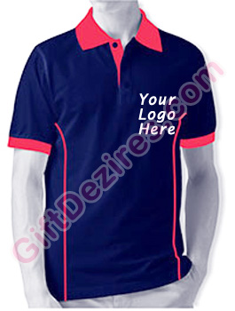 Designer Navy Blue and Red Color Logo T Shirts
